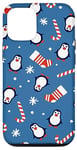 Coque pour iPhone 15 Pingouins Chaussettes Flocons de neige Sucre Canne à sucre Bonbons