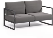 Comova, Udendørs 2-personers sofa, moderne, nordisk, metal by Kave Home (H: 85 cm. x B: 152 cm. x L: 85 cm., Sort)