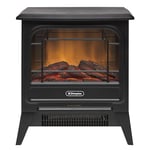 Dimplex MicroStove Optiflame Electric Stove, Compact, Portable Freestanding Cast Iron Effect Stove with Artificial Log Fuel Bed, LED Flame Effect and 1.2kW Adjustable Heater , Black