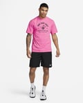 Mens Nike Dri-FIT UV Hyverse Short Sleeve Gym Body Shop Top Pink Glow Size Small