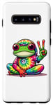 Coque pour Galaxy S10+ Signe de la paix grenouille tie-dye amusant hippie cool pour garçons et filles