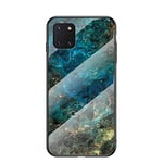 Marble Case for Samsung Galaxy Note 10 Lite Marble Clear Tempered Glass Case Soft Silicone Phone Cover Compatible with Samsung Galaxy Note 10 Lite (Blue)