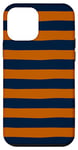 iPhone 12 mini Navy Burnt Orange Horizontal Stripes Girly Striped Pattern Case