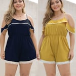 Fashion Womens Plus Size Solid Color Cold Yellow 2xl