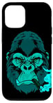 Coque pour iPhone 14 Cigar Smoking Mean Light Blue Gorilla pour les soirées entre hommes
