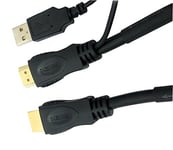 Pro Signal Câble HDMI actif haute vitesse, mâle vers mâle avec alimentation USB, 50 m Noir