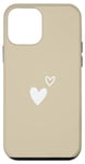 iPhone 12 mini White Minimalist Heart Aesthetic Tan Cute Hand Drawn Love Case