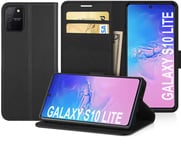 DN-Alive Galaxy S10 Lite Case Cover, For Samsung Galaxy S10 Lite Pu Leather [Wallet] [ID Holder] [Flip Case] [Leather Case] [Card Slot] [Book] [Folio] Case (BLACK)