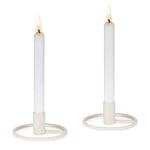 Sziqiqi Taper Candle Holders Set of 2 Retro Cream Candlesticks Candle Holders Metal Iron Geometric Vintage Candle Sticks Holder for Taper Candles Tables Centrepieces Decoration Living Room, Ivory