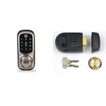 Yale Smart Living YD-01-CON-NOMOD-SN Keyless Connected Ready Smart Door Lock, Satin Nickel & P-Y3-BL-PB-60 Contemporary Nightlatch, Standard Security, Black Finish/Brass Cylinder, 60 mm Backset