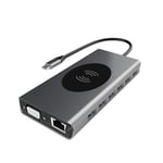 Serious Lamp Hub USB C 15 en 1 Adaptateur Type-C vers HDMI 4K /VGA/Charge sans Fil/SD/TF/USB-C 3.0/ Type c/Prise Audio-vidéo 3.5mm pour Macbook