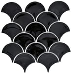 mosaik ws fan pattern uni black glossy 9,3x8,8x0,8