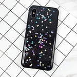 Ysimee Compatible with Cases iPhone X XS Glitter Bling Sparkly Slim Fit Soft TPU Flexible Silicone Cover Shell Skin Anti-Scratch Shock Absorption Crystal Clear Transparent Gel Back Case,Love Black