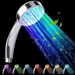 CQBB LED-dusch, duschhuvud, lätt duschmunstycke, färgduschhuvud, LED-handdusch, 7 färger automatisk växling, universell, krom