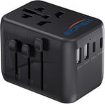Bigfish Universal Travel Adapter, Worldwide Travel Plug Adapter with 2 USB A an