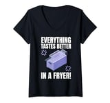 Womens Everything Tastes Better In A Deep Fryer & Funny Deep Fried V-Neck T-Shirt