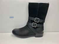 UGG Lorna Waterproof Calf Boots Black Leather Suede Wool Lining UK Size 3 EUR 36