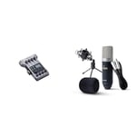 Zoom - P4 PodTrack - Interface audio et enregistreur portable dédié au Podcast & Marantz Professional MPM-1000 - Micro à condensateur XLR avec Pied de Bureau et câble pour Podcast