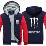 Mens Hoodie Jacket Hooded Sweater For Monster Energy Print Casual Zip Warm Teen Sweatshirt Stitching Long Sleeve Coat - Valentine Gift D-Large