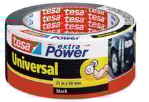 Tesa Extra Power Universal, Svart, Buntning, Fastsättning, Hantverk, Märkning, Förpackning, Skyddande, Reparation, Polyeten, Metall, Pvc, Polykarbonat, Polypropylen, Trä, Tuff, Slät, 25 M