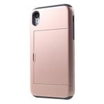 IPhone XR skal med en korthållare - Roséguld