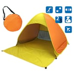 shunlidas Folding Portable Fishing Tent Camping Automatic Pop Up Tents Sun Shelter Anti-uv Sun Shade Awning 2-3 Person Outdoor Summer Tent-orange with yellow