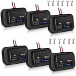 6 x 12 V/24 V husbils USB-uttag, dubbla PD3.0 typ C (USB C) och snabbladdning QC3.0 USB-A-port, panelhållare, auto-USB-BUSSEL-LADEGER? T,