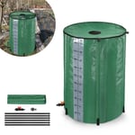 XMTECH 200L Récupérateur d'eau de pluie pliable, Cuve Eau Jardin avec Robinet de vidange et Échelle de millilitre, Vert
