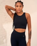 Aim’n Black Ribbed Seamless Crop Top - M