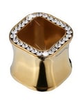 Fyrkantig Tunnel Piercing med Stenar - Guld