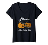Womens Guitar Lover Blondes Have More Fun Live Music V-Neck T-Shirt