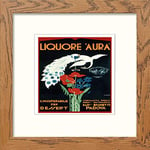 Lumartos, Vintage Poster Liquore Aura Contemporary Home Decor Wall Art Print, Dark Wood Frame, 10 x 10 Inches