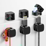 GlasFlength Clips Cable 6 Pièces, Magnétique Clip Cable avec Auto-adhésifs Clips Câble Rangement Management pour Câbles Chargeur Câble Organisateur Table Nuit Cuisine (Noir)