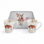 Wrendale Design Winter Friends (Donkey & Robins) Mugg och Brickset