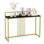 120 cm Konsolbord med Marble Look & Guld Metallram Modernt hallbord Svart