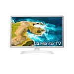 LG 28TQ515S-WZ Moniteur TV HD 28'' Grand Angle de Vision LED Profondeur de Couleur Smart TV WebOS22, Assistants vocaux (ThinQ, Google et Alexa), Compatible Cloud Gaming : Stadia, Blanc