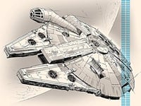 Star Wars Episode VII (Millennium Falcon Pencil Art) 60 x 80 cm Toile Imprimée