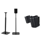 Flexson Adjustable Floor Stands for Sonos One, One SL and Play:1 - Black (pair) & Wall Mounts for Sonos One, One SL and Play:1 - Black (Pair)
