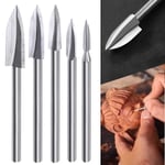 Träsnideri roterande verktyg borr set, 5 stycken trä carving borr med 1/8 tum skaft för DIY, träbearbetning, gravyr, snideri, borrning och
