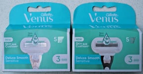 6 x GILLETTE VENUS DELUXE SMOOTH SENSITIVE WITH SKIN CUSHION