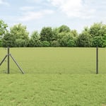 Stolpsats Set av 2 Grå Stål 25 x 0.5 m Hållbar Grå stålstolpe