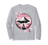 Japanese Sakura Geisha Mount Fuji Japan Art Cherry Blossom Long Sleeve T-Shirt