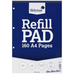 Silvine A4RPX A4 5mm Squared Headbound Refill Pad 160 Pages (6 Pack)