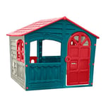 Palplay Plastic Playhouse, House of Fun, Indoor and Outdoor Playhouse, UV Resistant, Playhouse for Girls and Boys, Imagative Fun, Suitable for Ages 2+, Red, White and Blue, 130 x 111 x 115cm