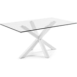 KAVE HOME Table de salle à manger Argo rectangulaire 160 x 90 cm en verre et pieds acier blanc - Transparent Kave Home