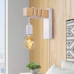Plug in Wall Lights Indoor Living Room, Industrial Wall Lamps E27 Socket for Bedroom Bedside Reading Lighting Mounted Fixture Wood LED with On/Off Switch Decor Sconces with Switch Cord(Bulb Excluded)