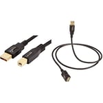 Amazon Basics Câble d'imprimante USB 2.0 A mâle vers B mâle, 3 m & Rallonge Câble USB 2.0 mâle A vers femelle 3 m