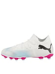 Puma Junior Future Match 7 Firm Ground Football Boots - White, White/Black/Pink, Size 10