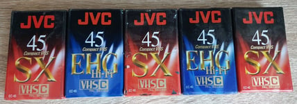 Job Lot 5 x JVC EHG45 & SX45 Camcorder Cassette Tapes VHS-C - Brand New Sealed