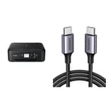 Canon PIXMA TS5150 3-in-1 Printer - Black & UGREEN USB C to USB C Charger Cable 60W USB C Cable Fast Charge Type C to C Data Lead